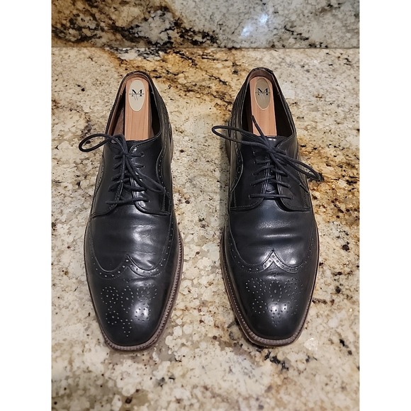 Johnston & Murphy Other - JOHNSTON & MURPHY Men's 8.5M Wingtip Brogue Black Leather Shoes MADE in India